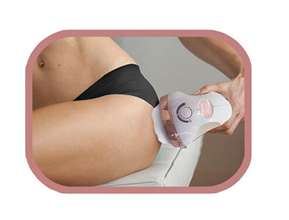 Masajeador con terapia de vibración y rotación para tonificar y esculpir el cuerpo.