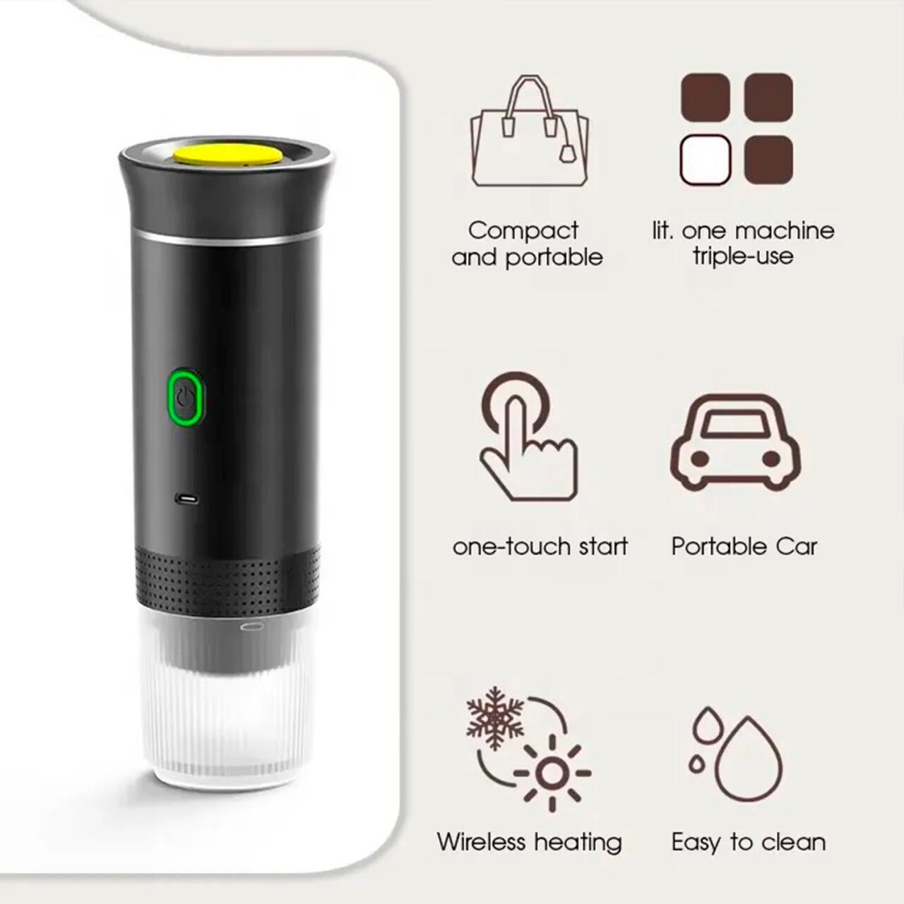 Cafetera Expresó Portátil Capsulas 3 en 1 Compatible con Nespresso Dolce Gusto y Café Molido