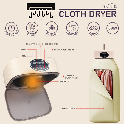 Cloth Dryer - Secadora de ropa portátil con temporizador, esterilizador y de bajo consumo